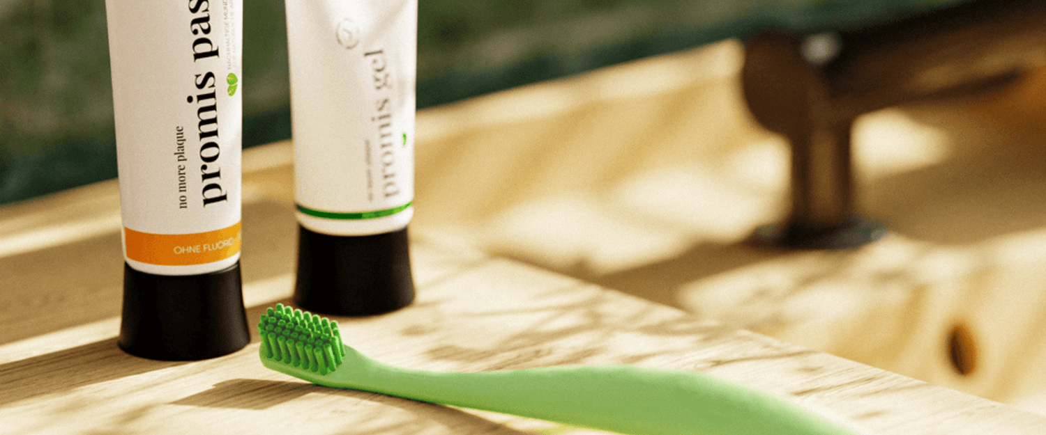 promis natürliche fluoridfreie Zahnpasta nachhaltige Zahnbürsten & nachhaltiger Zahnbürstenhalter